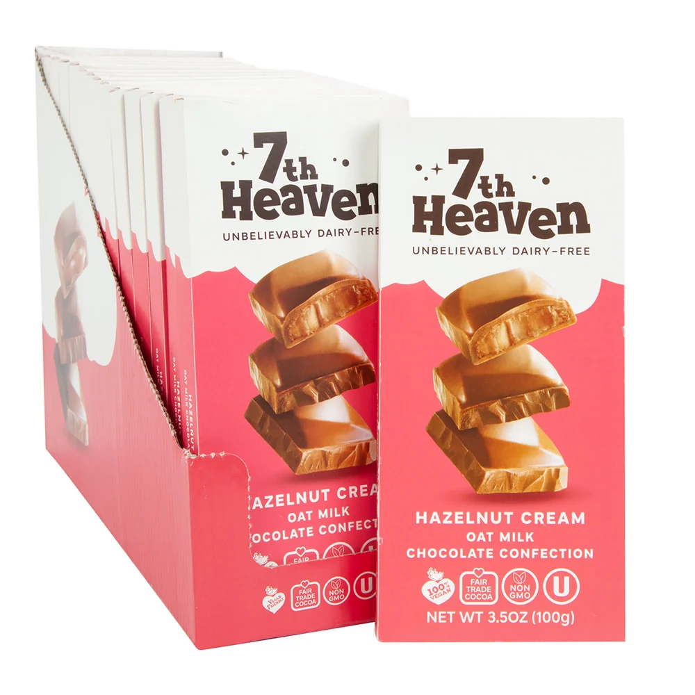 7th Heaven Hazelnut Cream Oat Milk Chocolate Bars - 14ct
