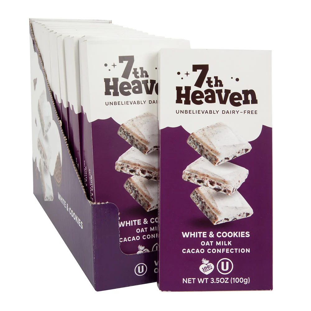 7th Heaven White & Cookies Oat Milk Cacao Confection Bars - 14ct
