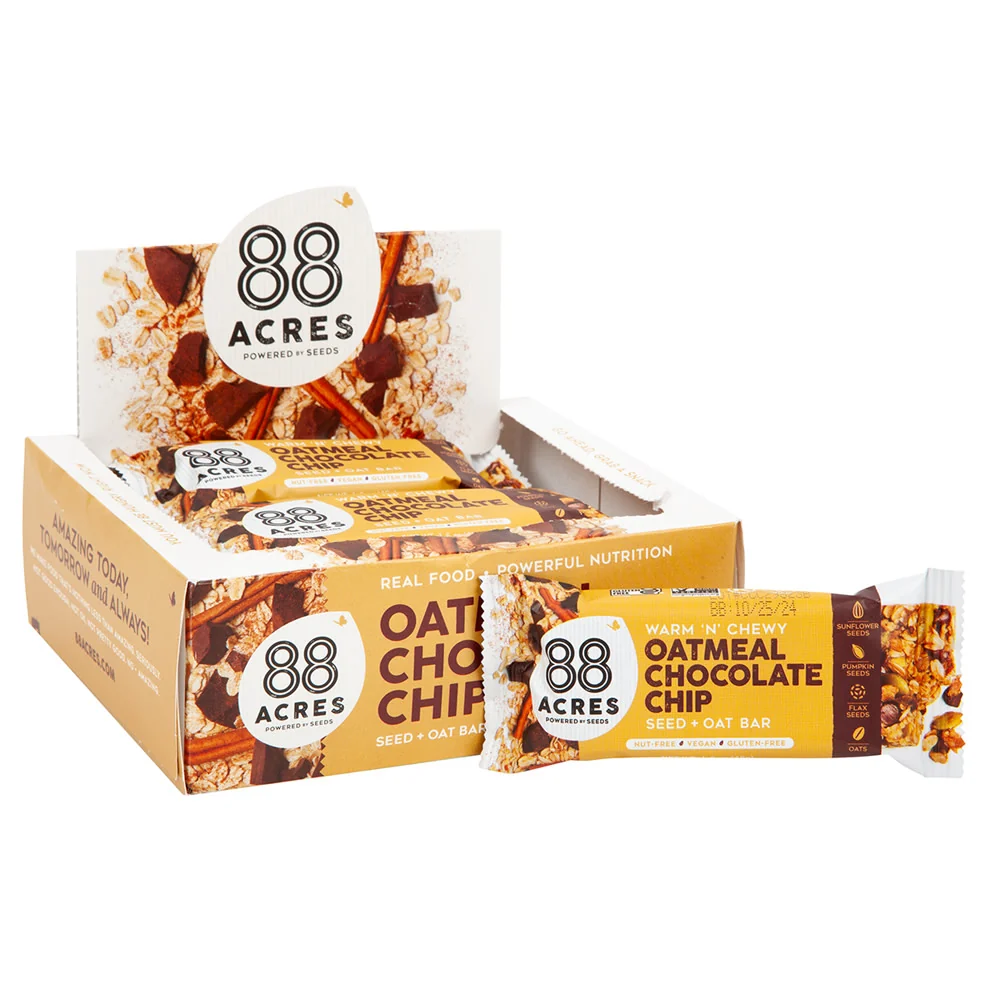88 Acres Oatmeal Chocolate Chip Seed and Oat Bars - 9ct