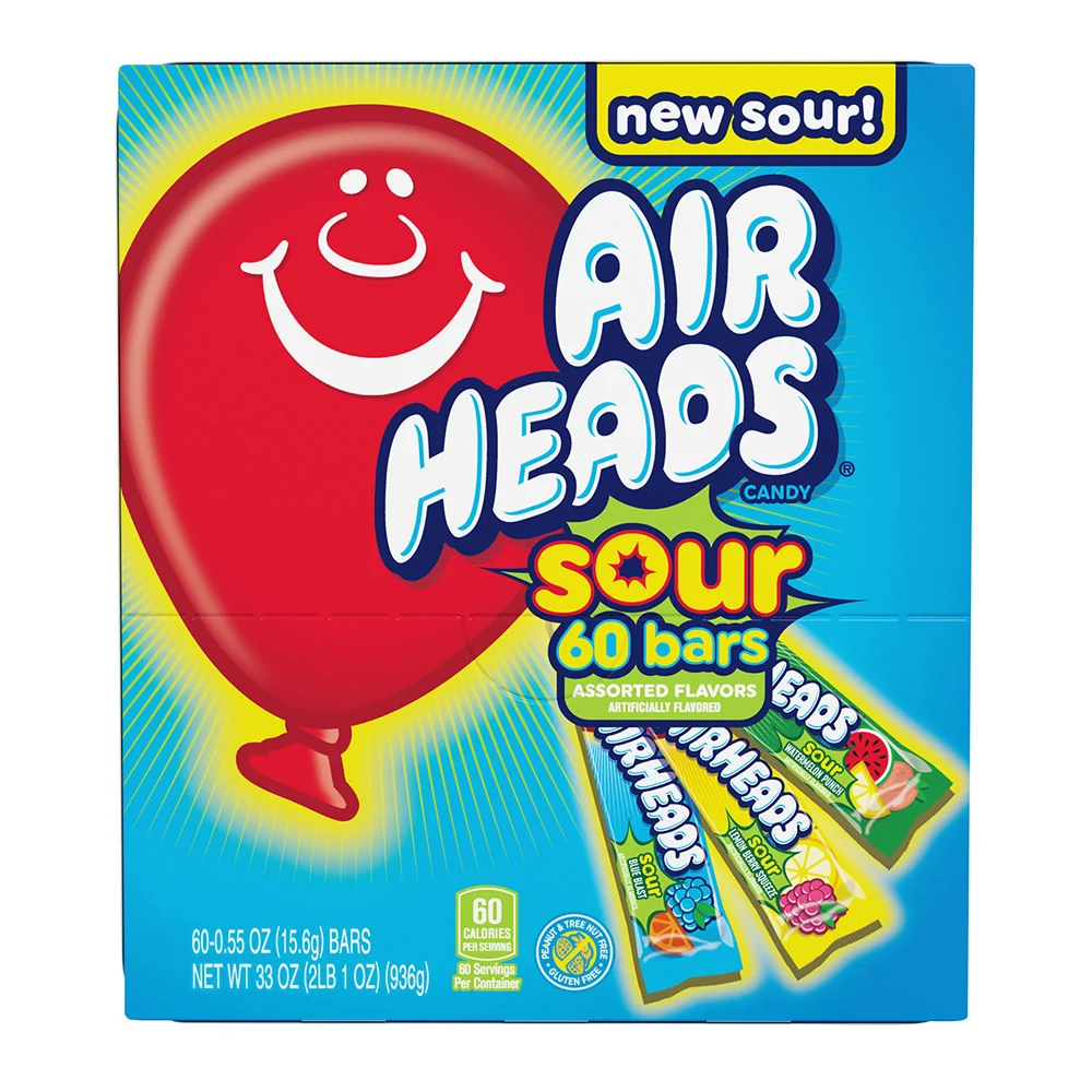 Airheads Sour Assorted Bars Gravity Display - 1ct