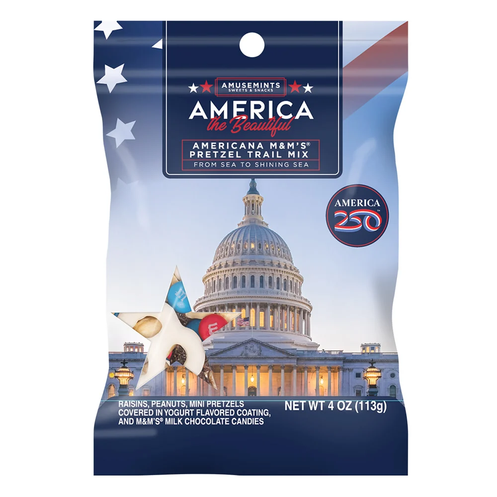 America 250 M&M's Americana Snack Mix Peg Bag - 12ct