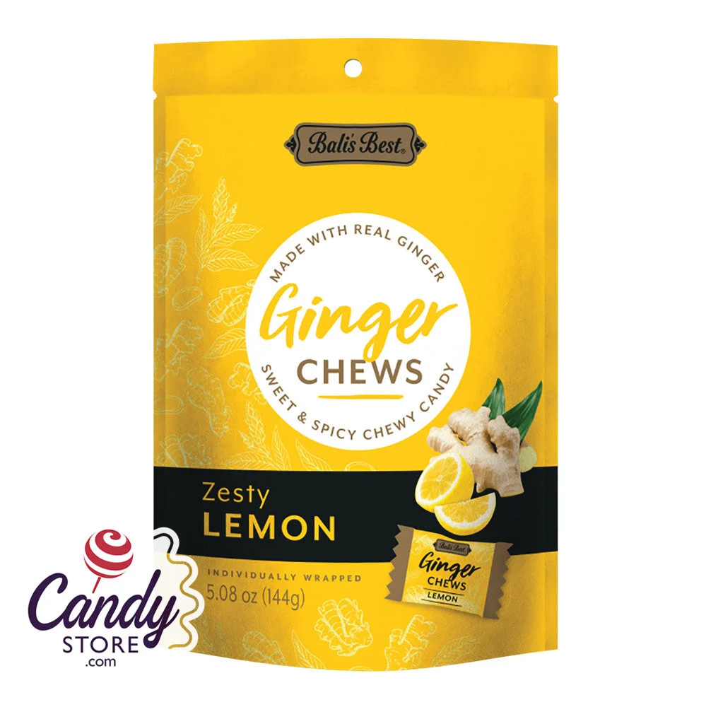 Bali's Best Zesty Lemon Ginger Chews - 12ct Pouches