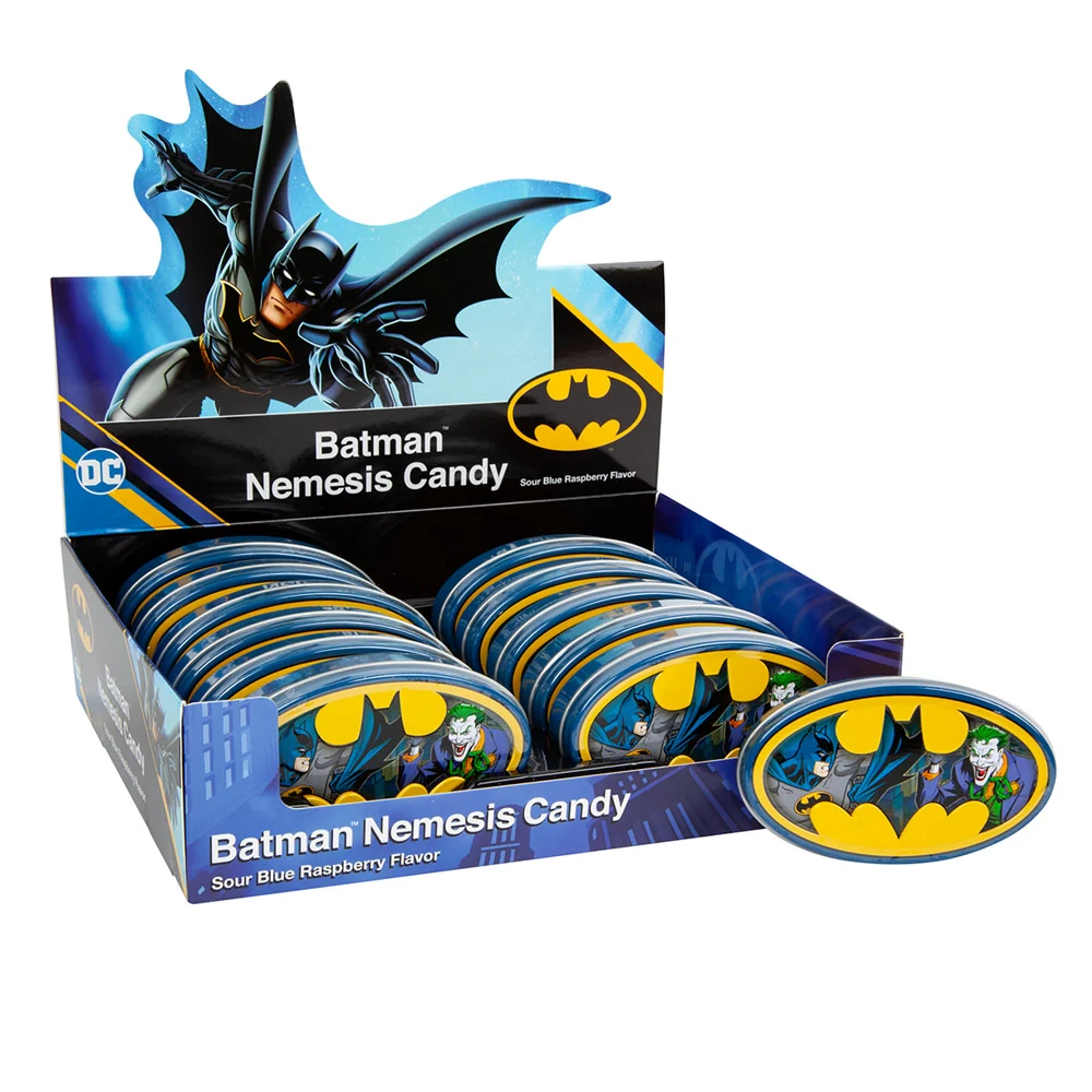 Batman Sour Blue Raspberry Nemesis Candy Tins - 12ct