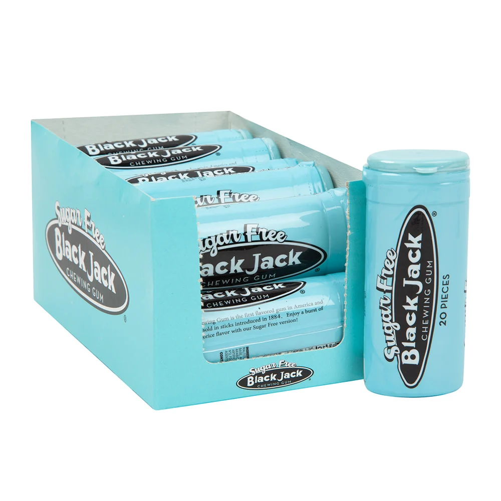 Black Jack Gum Sugar Free Chewing Gum 20 Piece Tubes - 12ct