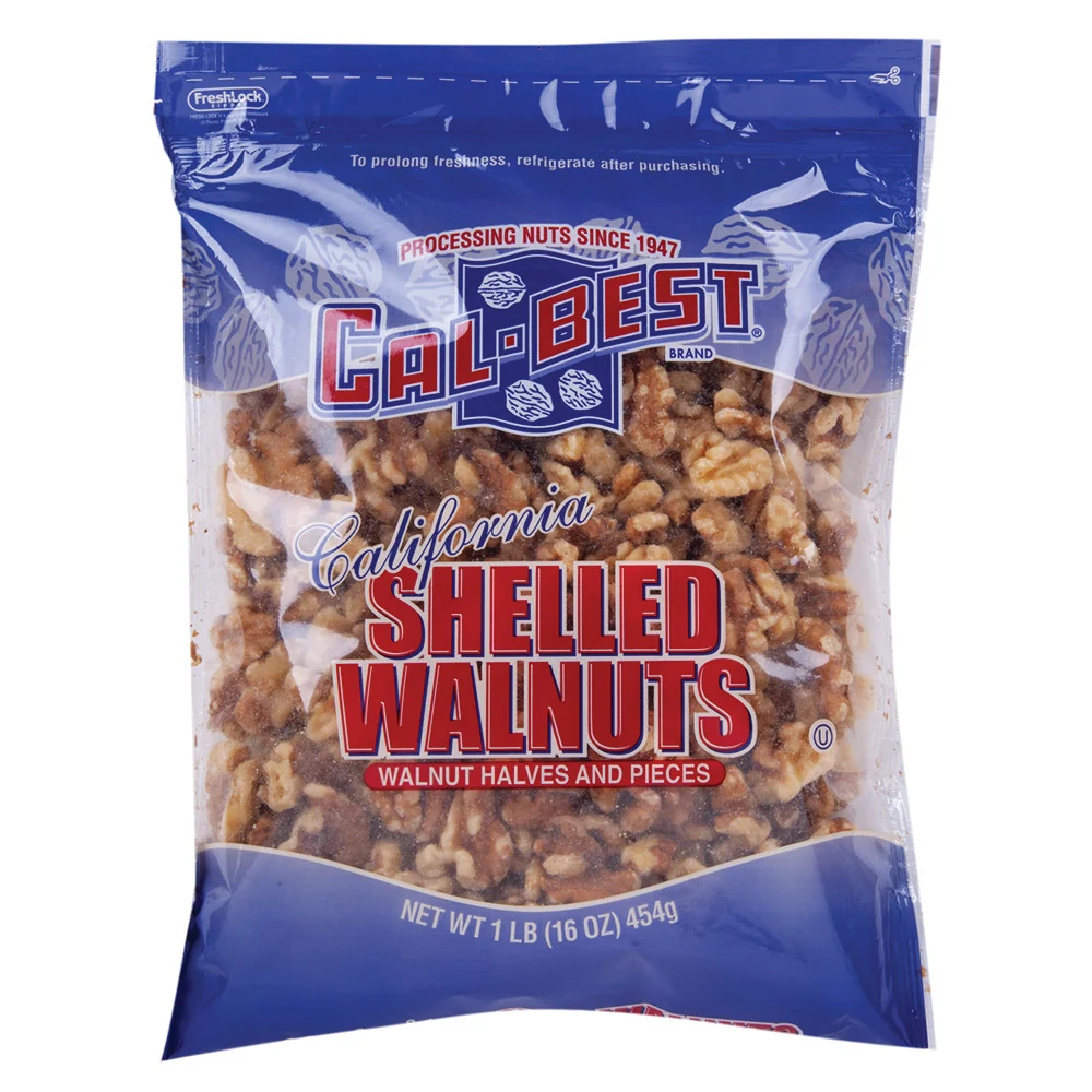 Cal-Best Shelled Walnuts 16oz 24 Pack Resealable Bags - 24ct