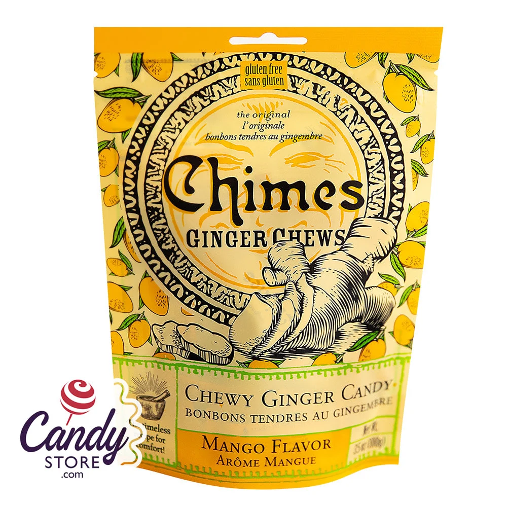 Chimes Mango Ginger Chews 3.5oz Peg Bags - 12ct