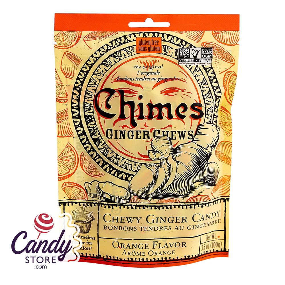 Chimes Orange Ginger Chews 3.5oz Peg Bags - 12ct