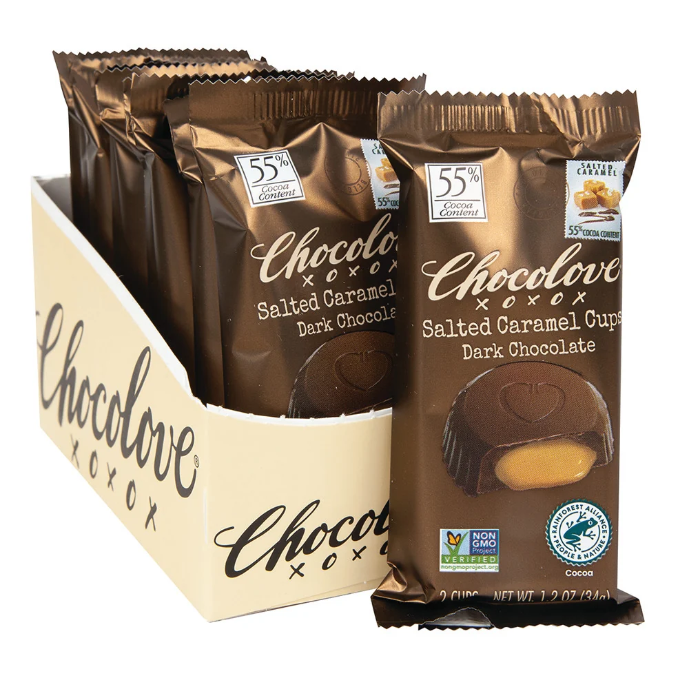 Chocolove Dark Chocolate Salted Caramel Cups - 10ct