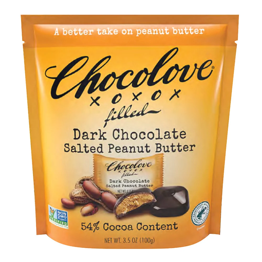Chocolove Dark Chocolate Salted Peanut Butter Bites Pouches - 8ct