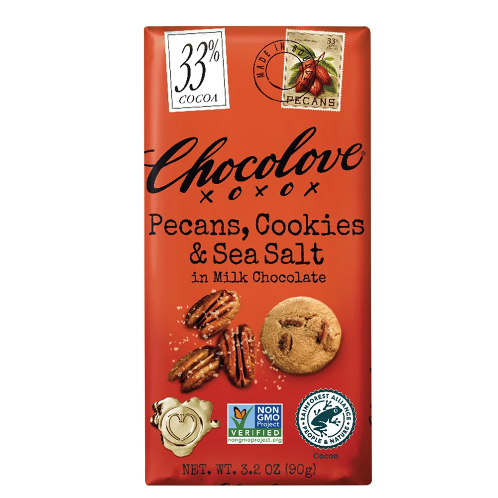 Chocolove Pecans Cookie & Milk Chocolate Bars - 12ct