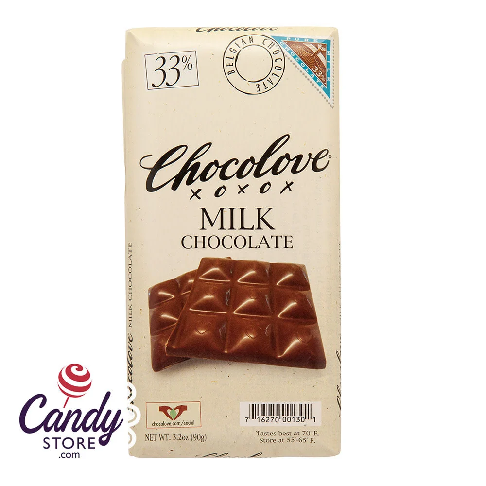 Chocolove Xoxo Pure Milk Chocolate Bars - 12ct