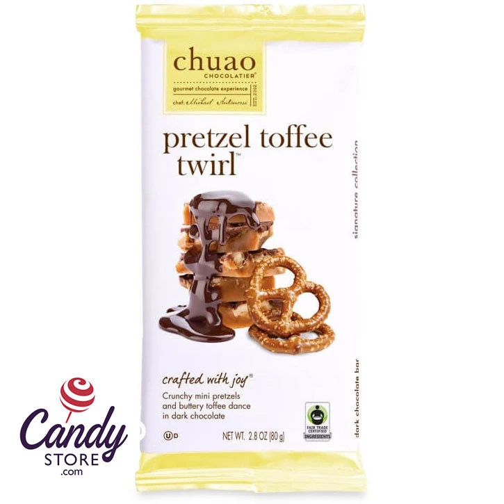 Chuao Dark Chocolate Pretzel Toffee Twirl 2.8oz Bar - 10ct - Image 6