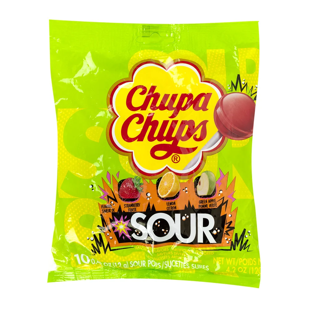 Chupa Chups Sour Peg Bags - 12ct