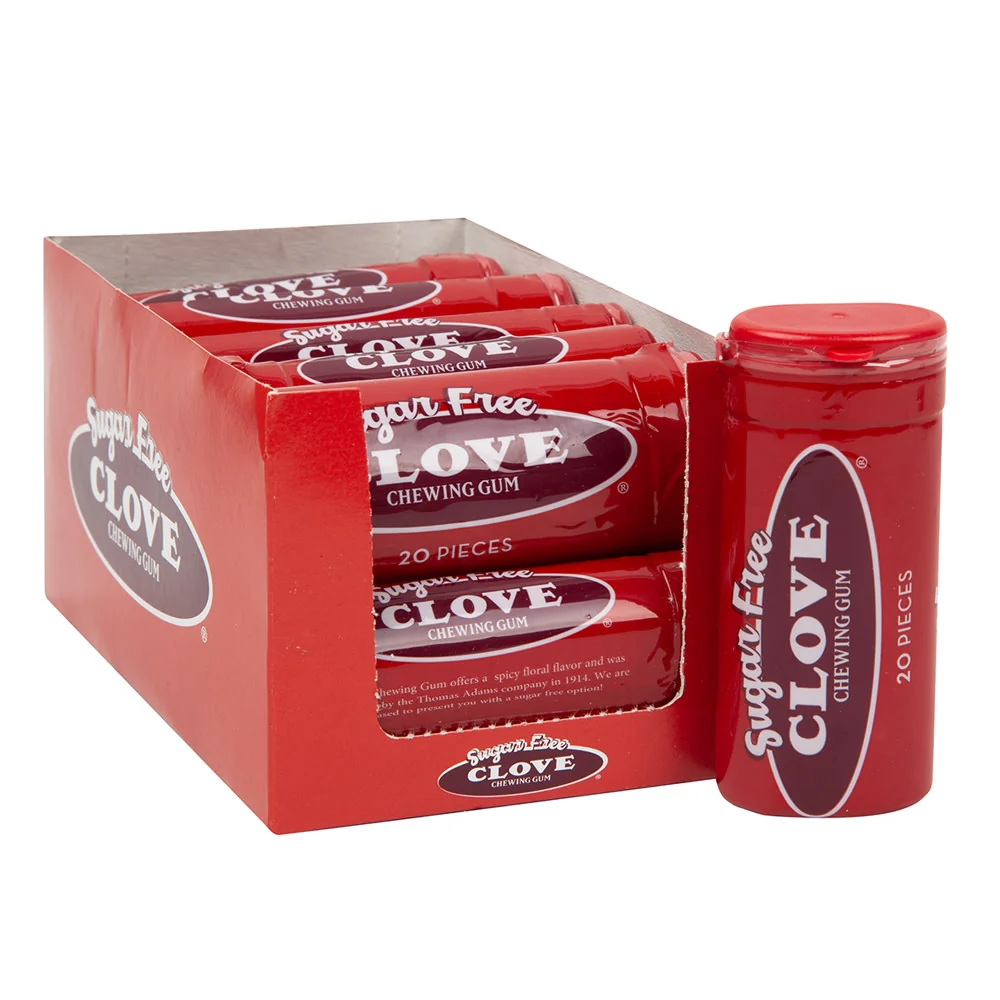 Clove Gum Sugar Free Chewing Gum 20 Piece Tubes - 12ct