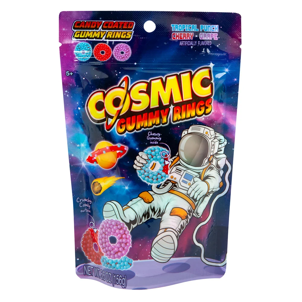 Cosmic Rings Candy Coated Gummy Rings Peg Bags - 8ct
