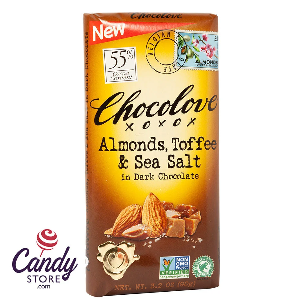 Dark Chocolate Chocolove Almond Toffee And Sea Salt 3.2oz - 12ct