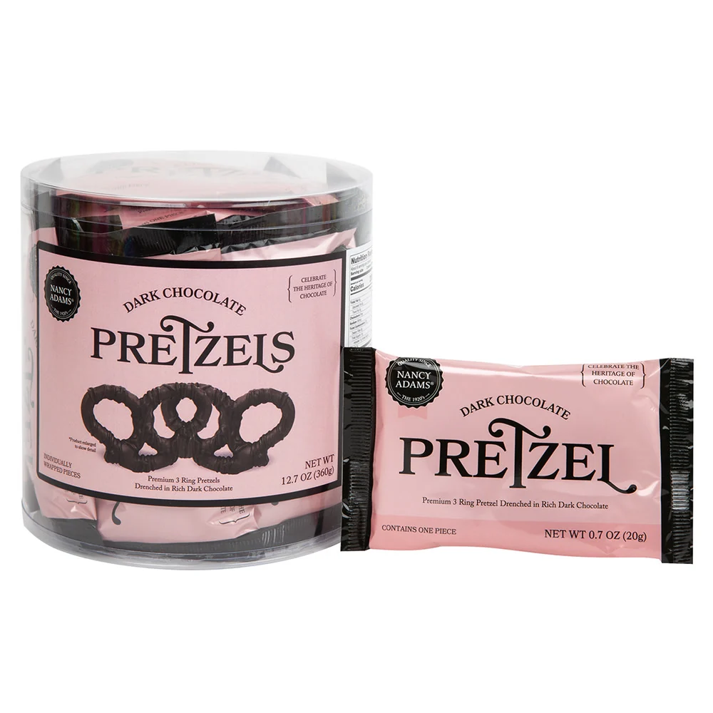 Dark Chocolate Pretzel Single Serve Nancy Adams - 18ct Tubs