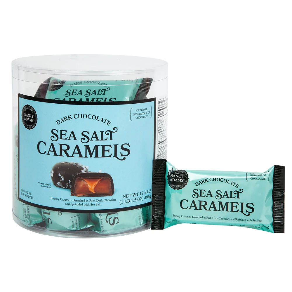 Dark Chocolate Sea Salt Caramels Single Serve  - 14ct Tubs