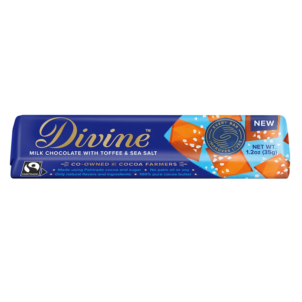 Divine Milk Chocolate with Toffee & Sea Salt Snack Bars - 18ct