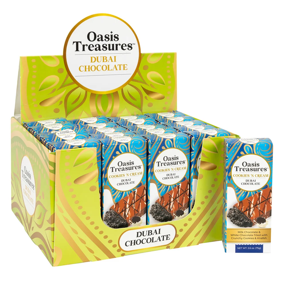 Dubai Chocolate Cookies n’ Cream Bars Oasis Treasures - 24ct