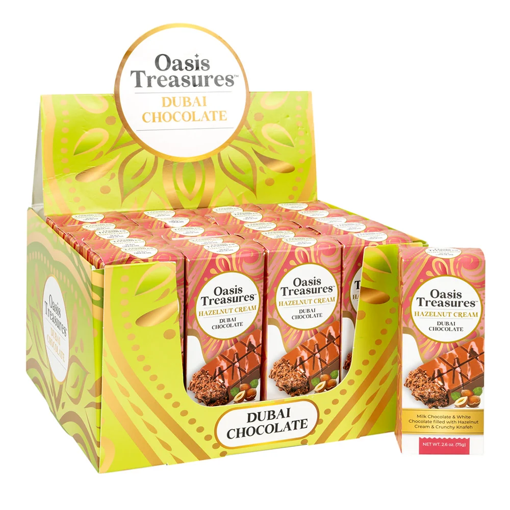 Dubai Chocolate Hazelnut Cream Bars Oasis Treasures - 24ct