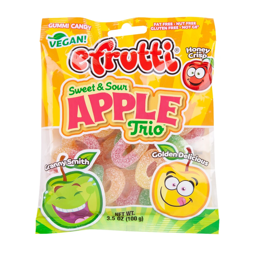 Efrutti Sweet & Sour Apple Trio Peg Bags - 12ct