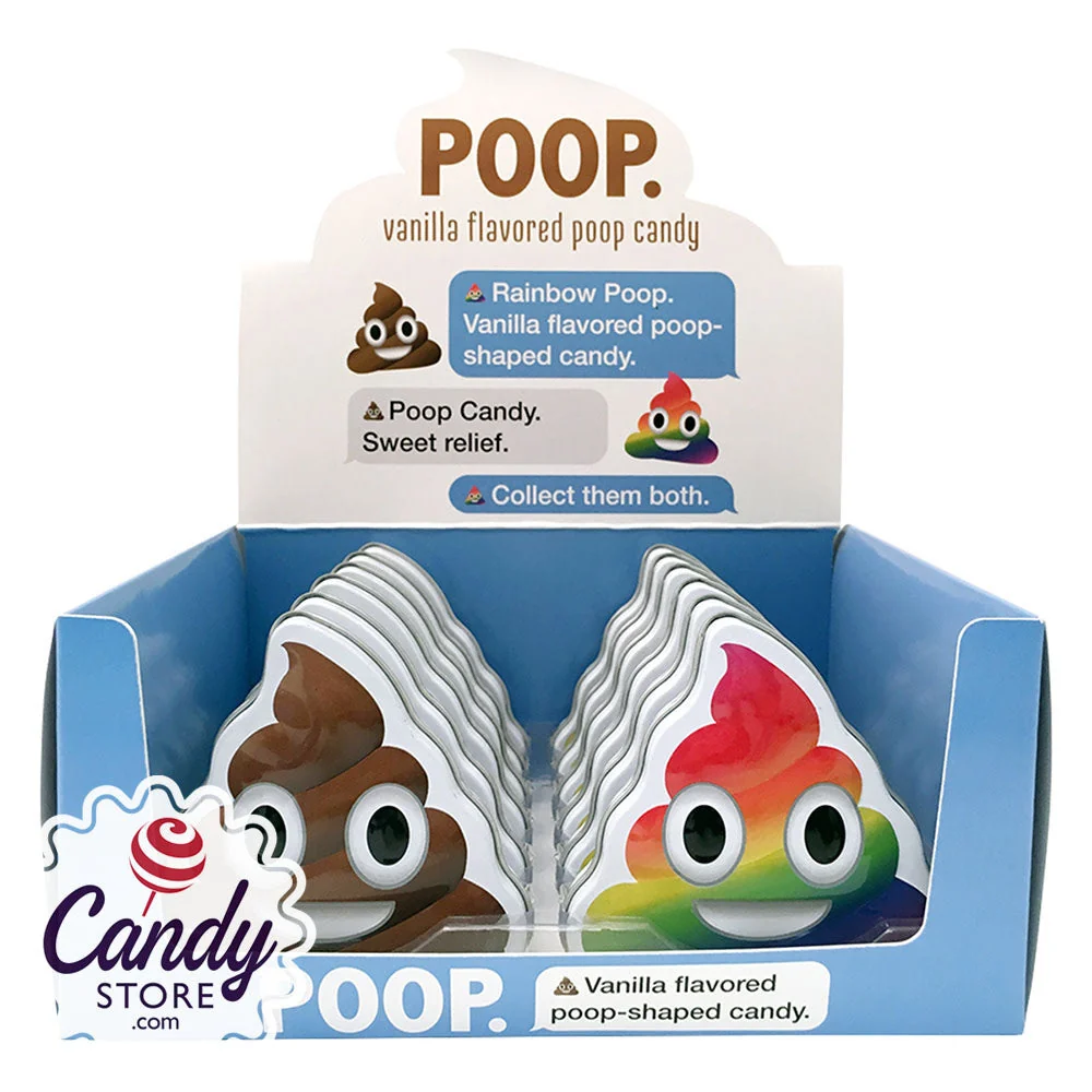 Poop Emoji Vanilla-Flavored Poop Candy 1oz Tin - 12ct