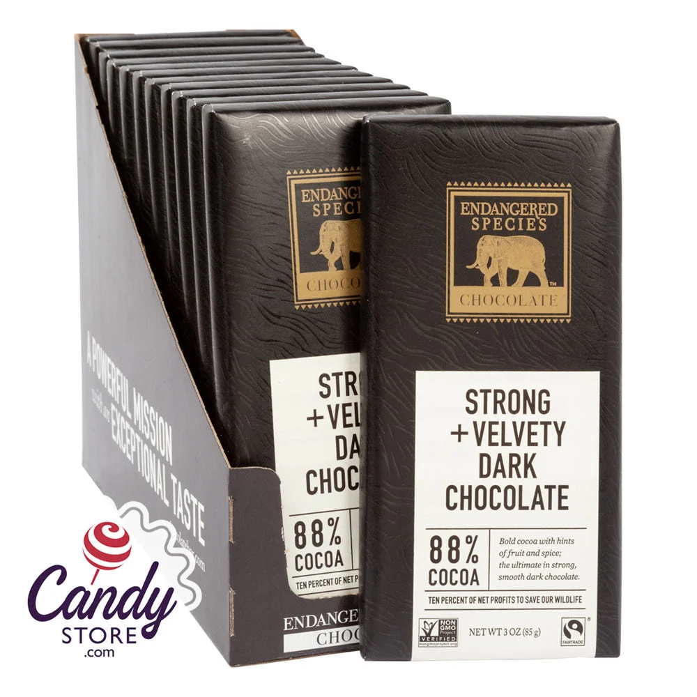 Endangered Species 88% Dark Chocolate 3oz Bar - 12ct