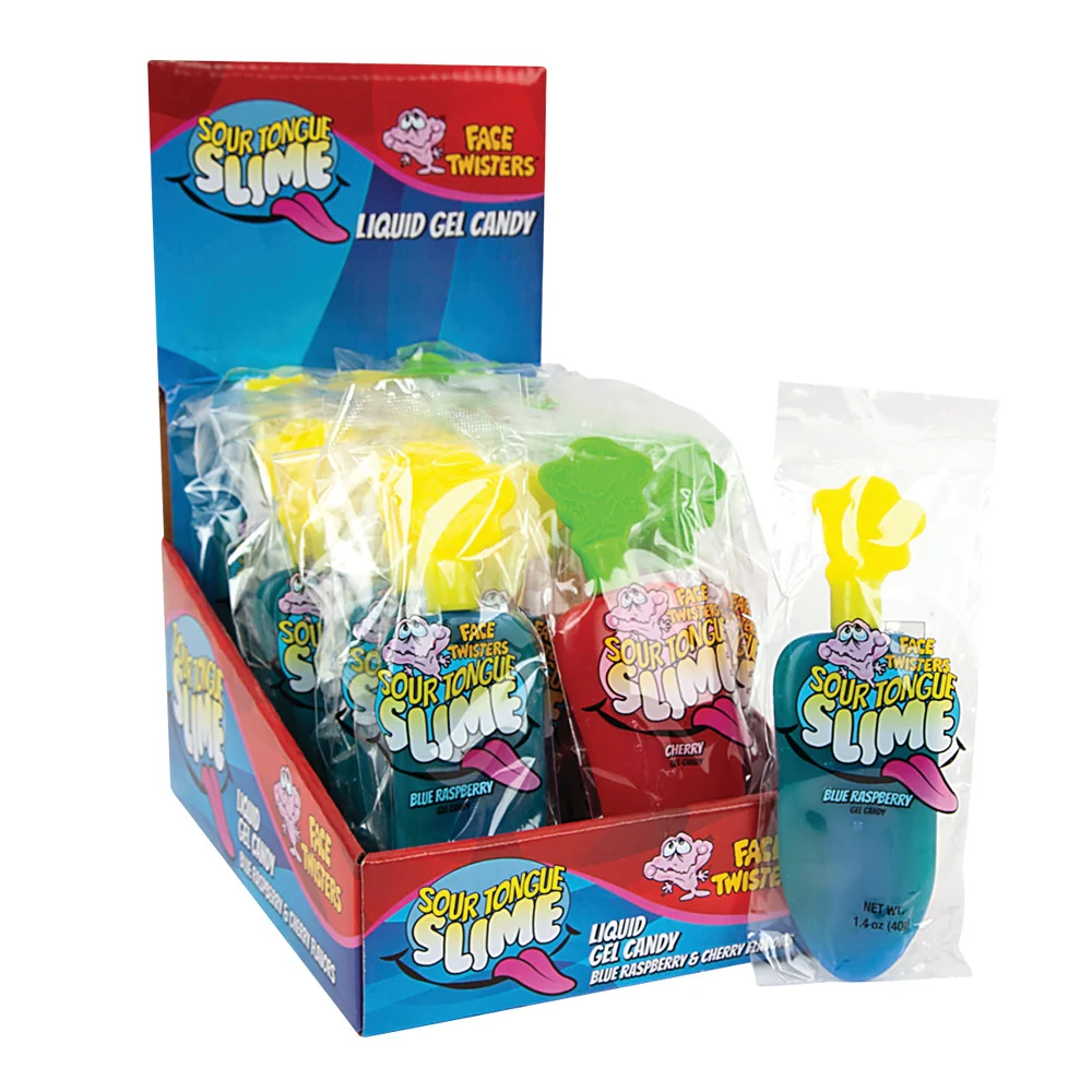 Face Twisters Sour Blue Raspberry & Cherry Tongue Slime - 24ct