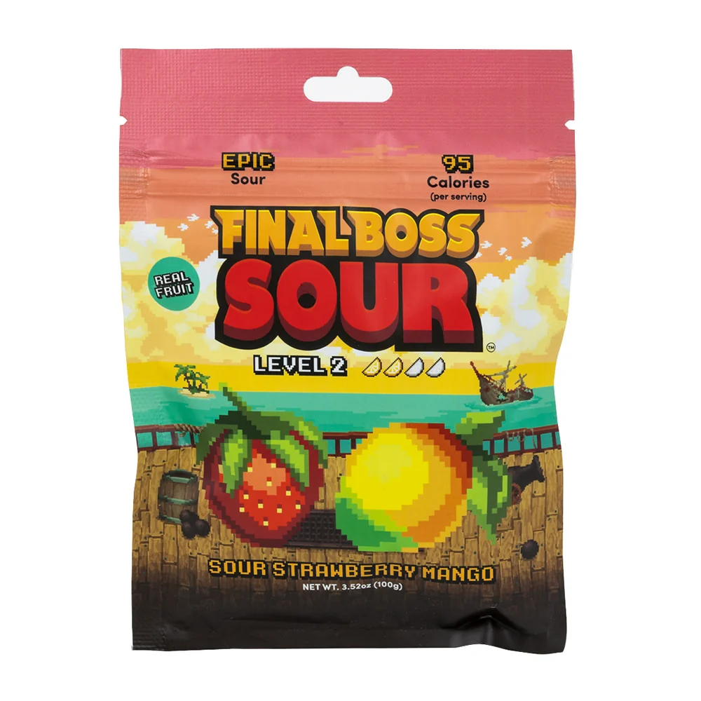 Final Boss Sour Level 2 Strawberry Mango Peg Bag - 12ct