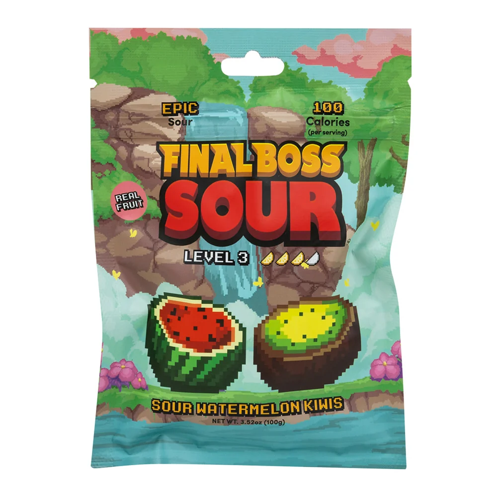 Final Boss Sour Level 3 Watermelon Kiwis Peg Bag - 12ct