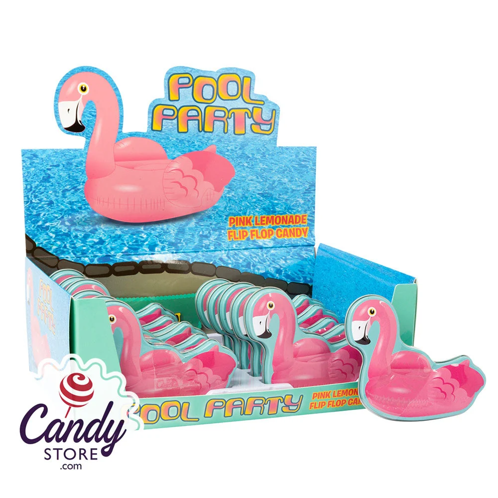 Flamingo Pool Party Candy Flip Flops - 12ct Tins
