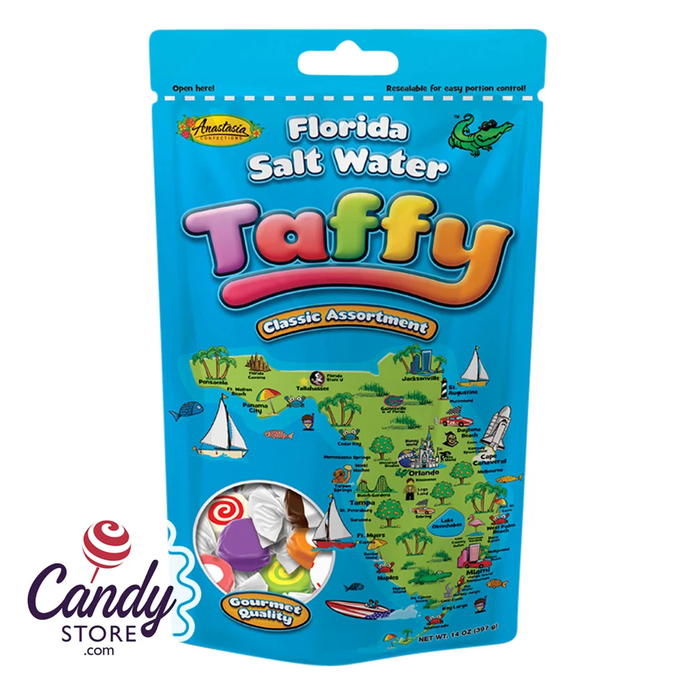 Florida Map Assorted Taffy Pouch Anastasia - 12ct