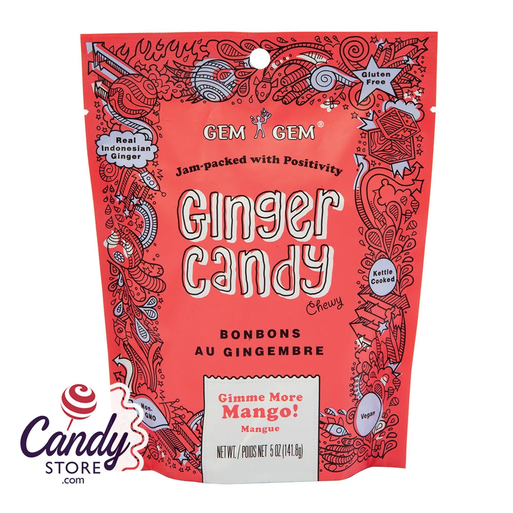 Chewy Mango Gem Gem Ginger Candy - 12ct Peg Bags