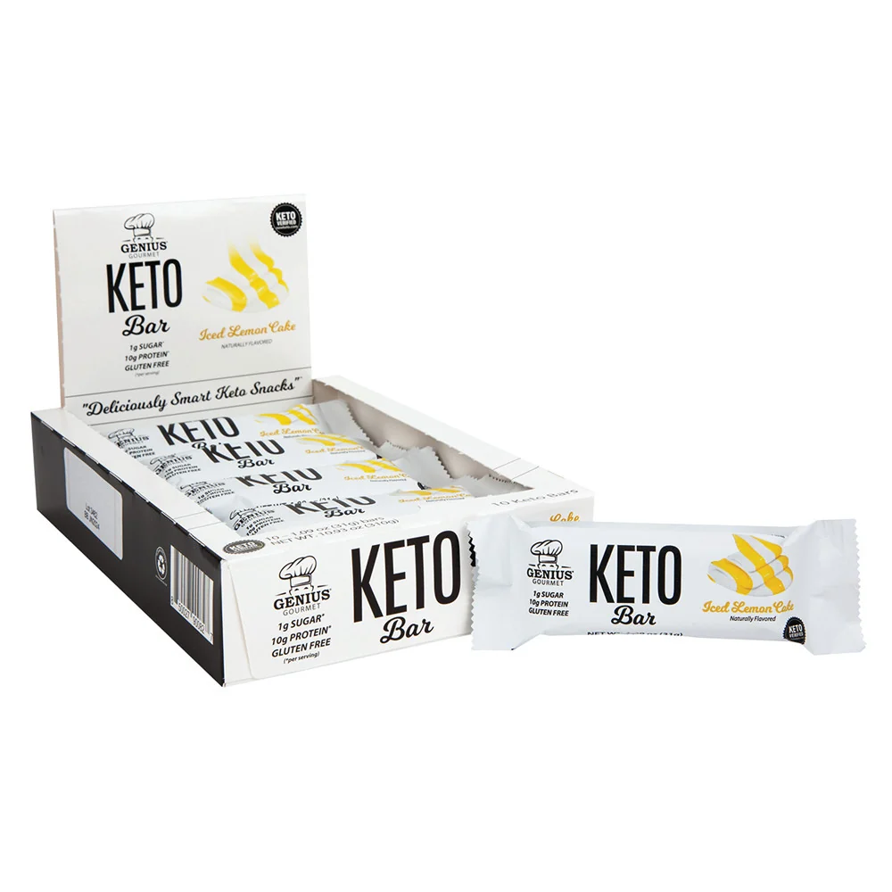 Genius Gourmet Protein Bar Iced Lemon Cake Bars - 10ct