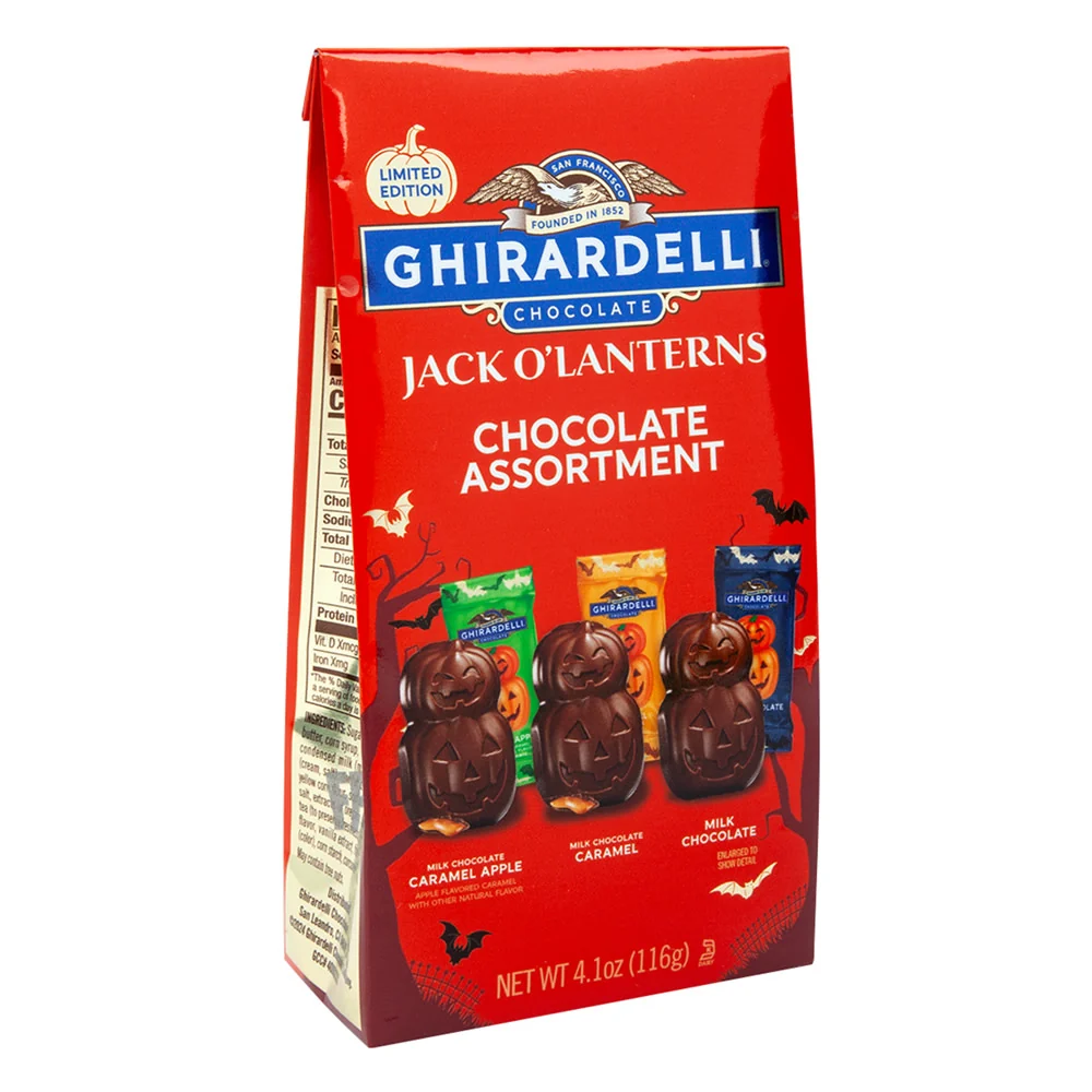 Ghirardelli Assorted Chocolate Jack O'Lantern Bag - 12ct