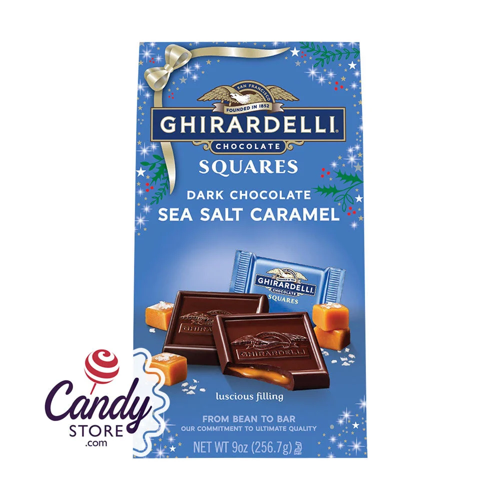 Ghirardelli Dark Chocolate Sea Salt Caramel Square 9oz Large Bags - 12ct
