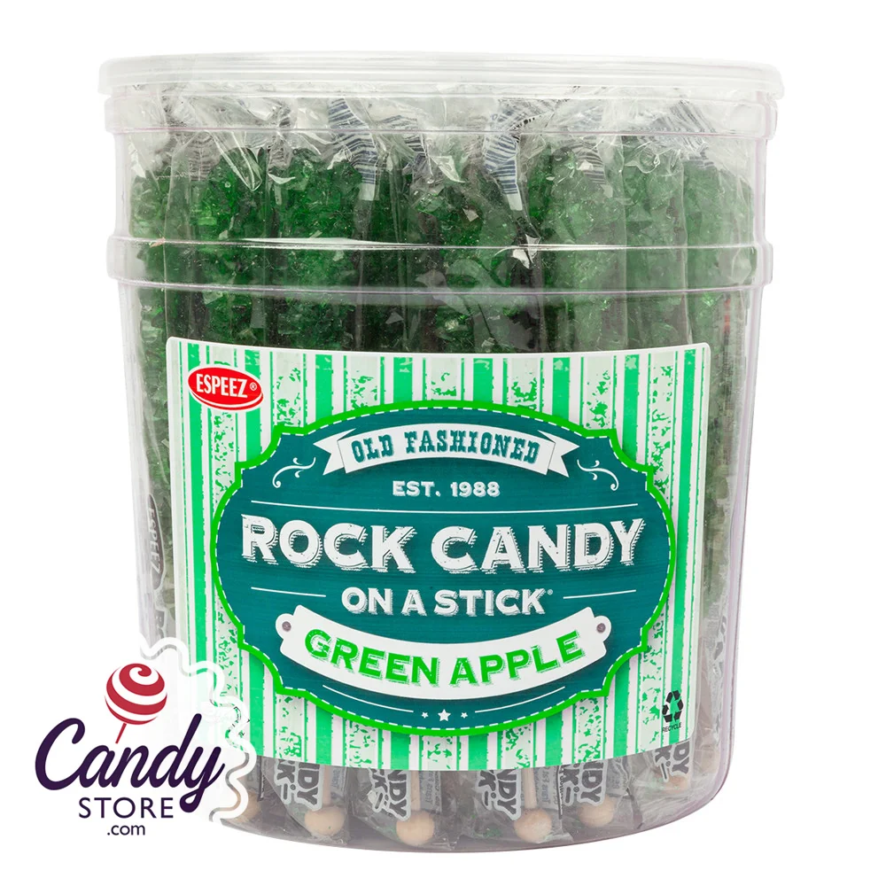 Green Apple Rock Candy Crystal Sticks - 36ct Jar - Image 3