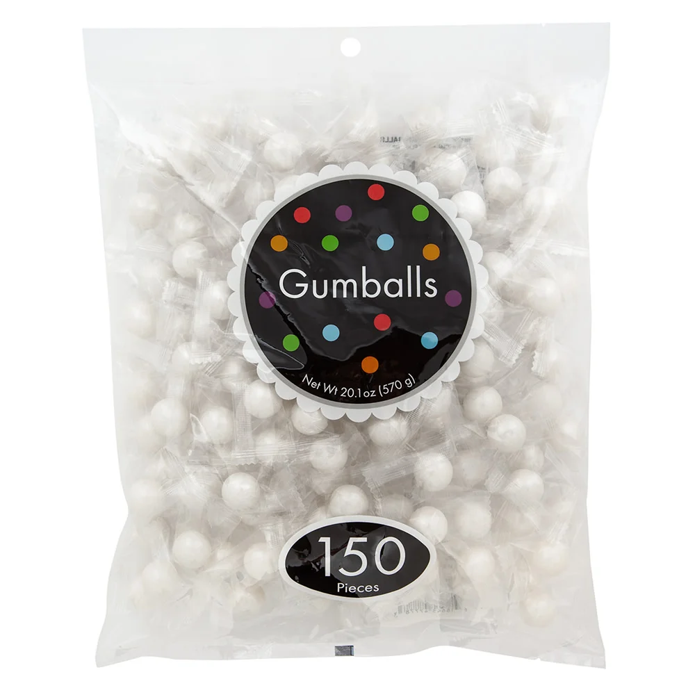 Gumballs Shimmer White Fruit Wrapped 150ct Bags - 4ct