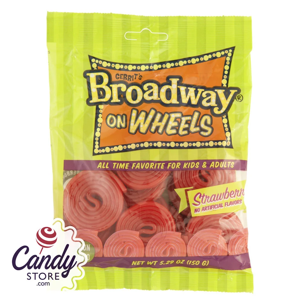 Gustaf's Broadway Wheels Strawberry 5.29oz Peg Bag - 12ct