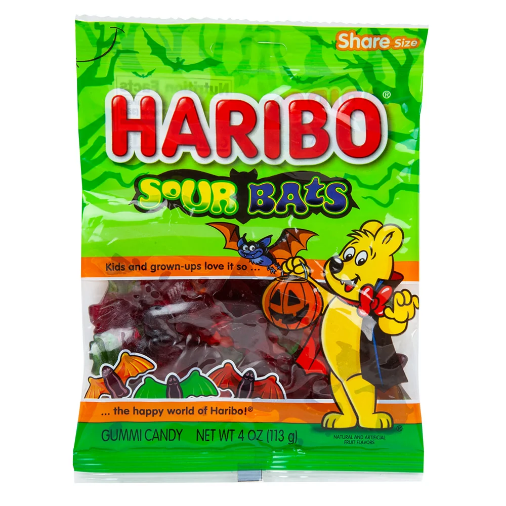 Haribo Sour Bats Peg Bag - 12ct