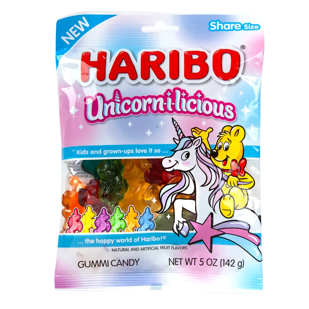Haribo Unicorn-i-licious Gummi Candy Peg Bags - 12ct
