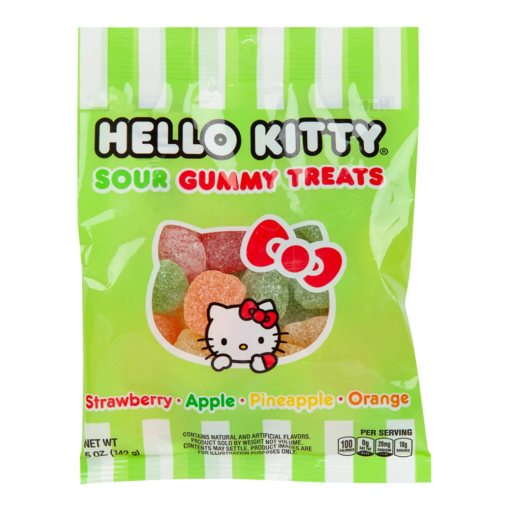 Hello Kitty Sour Assorted Gummies Peg Bags - 12ct