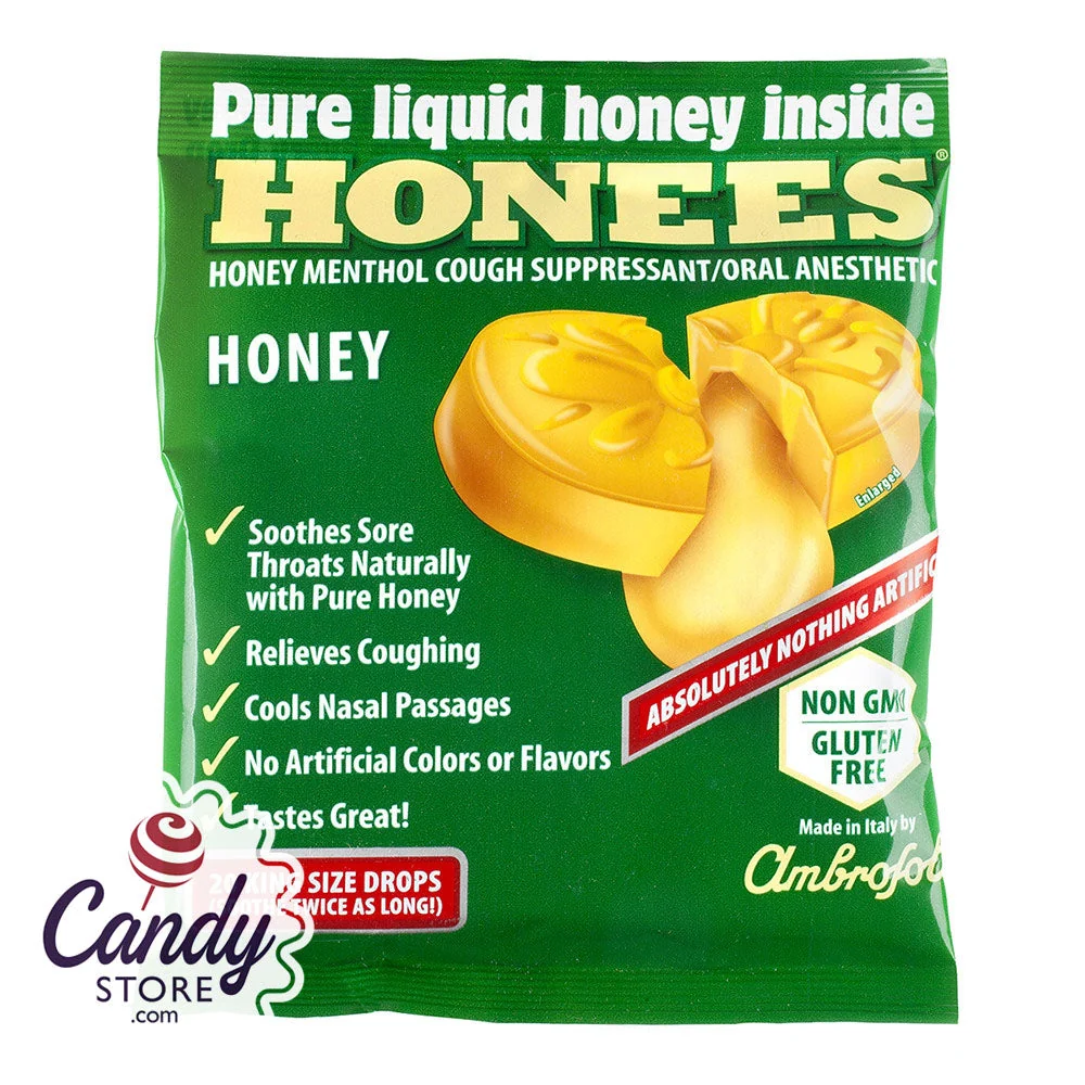 Honees Menthol Cough Drops 20 Pc Peg Bag - 12ct
