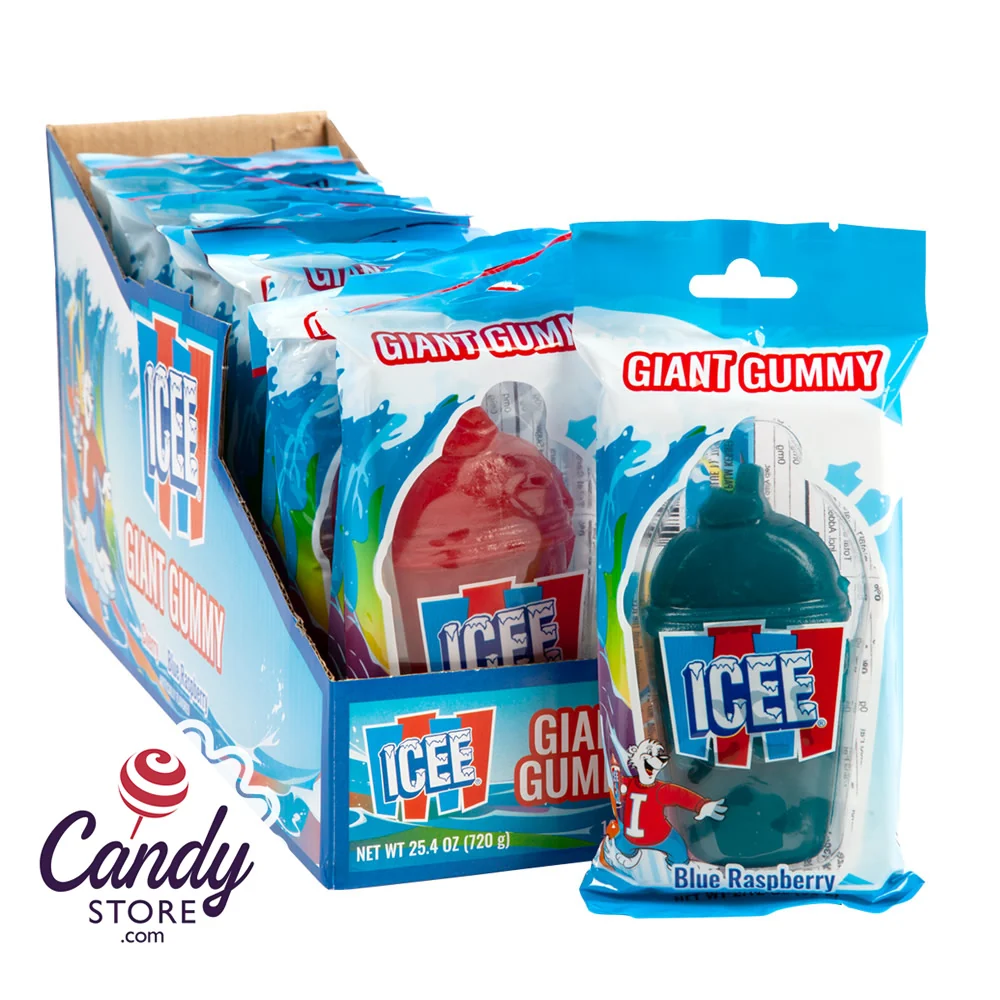 Giant Gummy Icee Candy Blue Raz & Cherry - 12ct