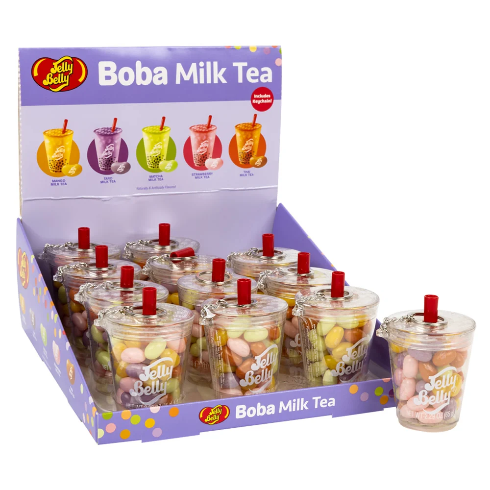 Jelly Belly Boba Milk Tea Mix 2.29oz Mini Cup Keychains - 24ct