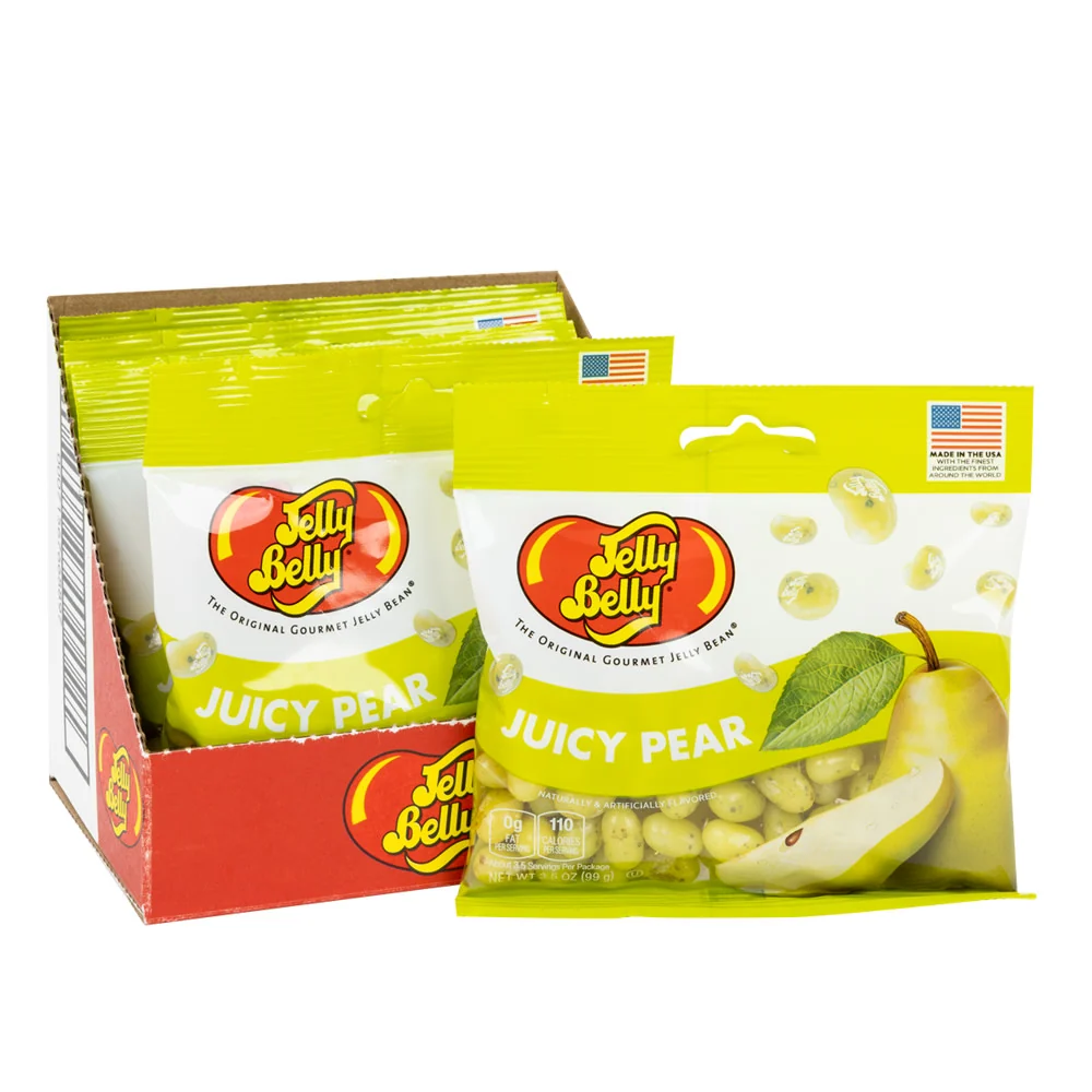 Jelly Belly Juicy Pear 3.5oz Peg Bags - 12ct