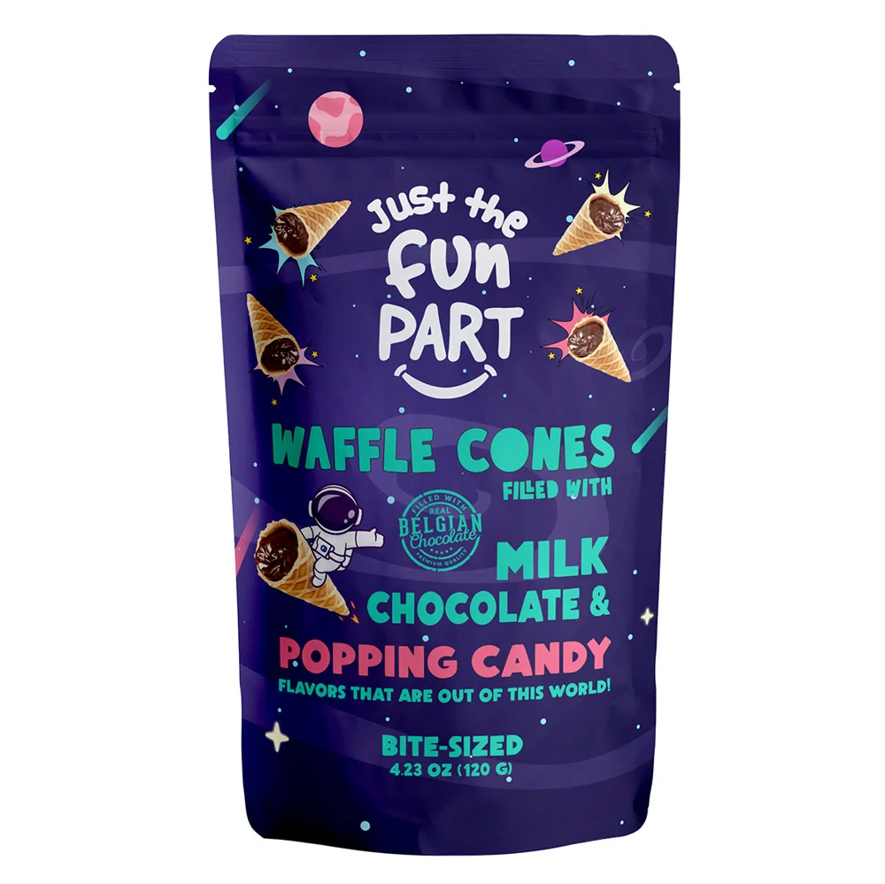 Just the Fun Part Milk Chocolate & Popping Candy Waffle Cones - 6ct