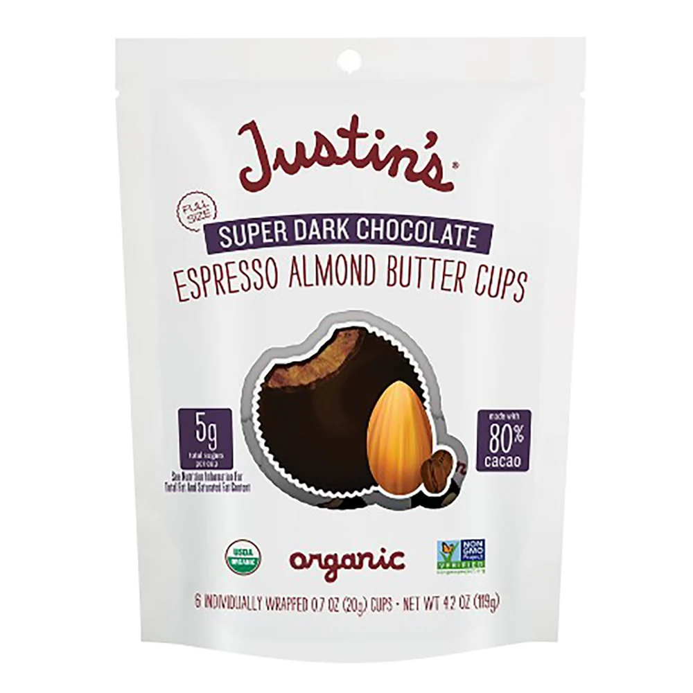 Justin's Super Dark Chocolate Espresso Almond Butter Cups Pouches - 6ct