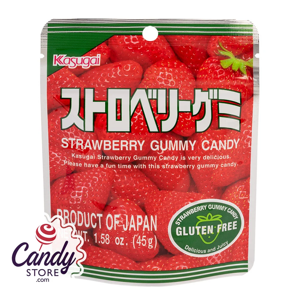 Kasugai Strawberry Gummy Candy 1.76oz Pouch - 12ct
